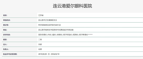 连云港爱尔眼科医院认证