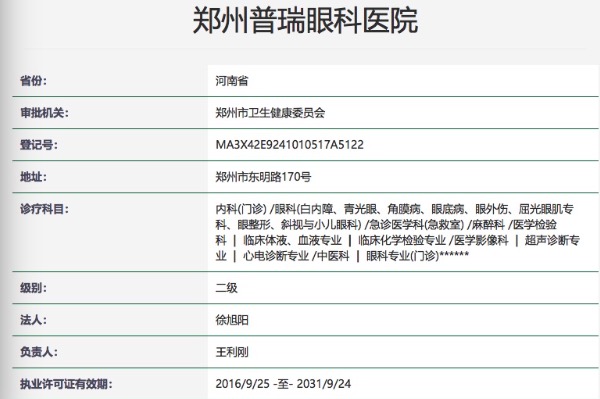 郑州普瑞眼科医院