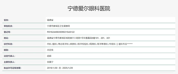 福建宁德爱尔眼科医院认证