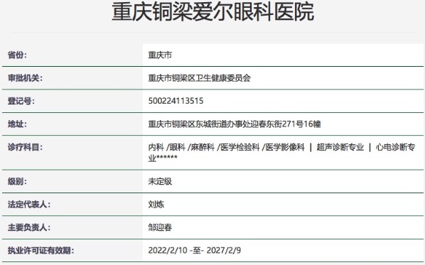 重庆铜梁爱尔眼科医院