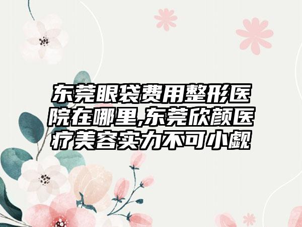 东莞眼袋费用整形医院在哪里,东莞欣颜医疗美容实力不可小觑