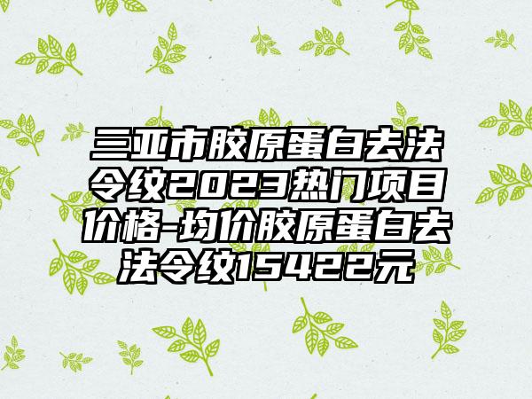 三亚市胶原蛋白去法令纹2023热门项目价格-均价胶原蛋白去法令纹15422元