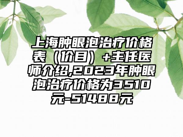 上海肿眼泡治疗价格表（价目）+主任医师介绍,2023年肿眼泡治疗价格为3510元-51488元