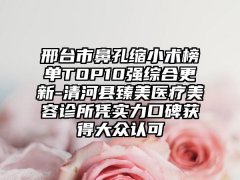 邢台市鼻孔缩小术榜单TOP10强综合更新-清河县臻