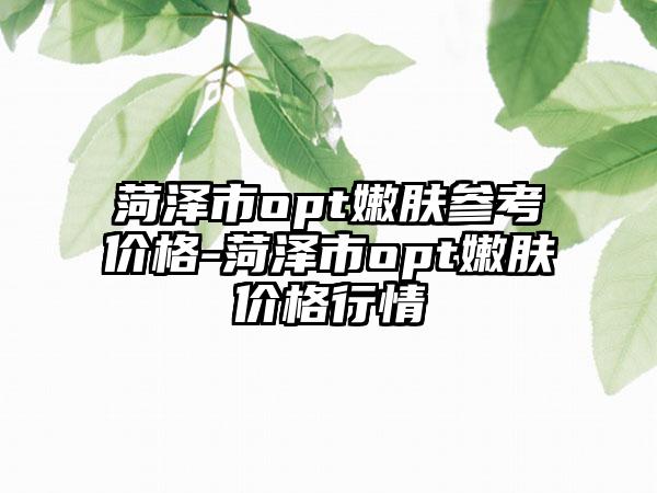 菏泽市opt嫩肤参考价格-菏泽市opt嫩肤价格行情