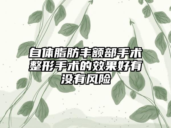 自体脂肪丰额部手术整形手术的成果好有没有风险