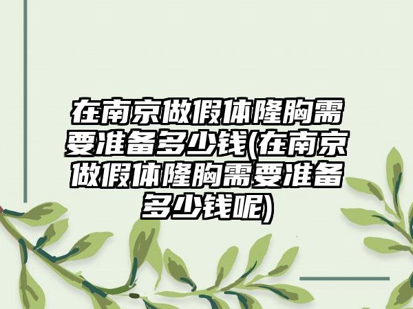 在南京做假体隆胸需要准备多少钱(在南京做假体隆胸需要准备多少钱呢)