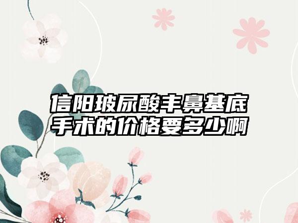 信阳玻尿酸丰鼻基底手术的价格要多少啊