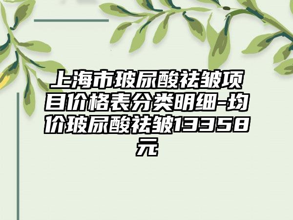 上海市玻尿酸祛皱项目价格表分类明细-均价玻尿酸祛皱13358元