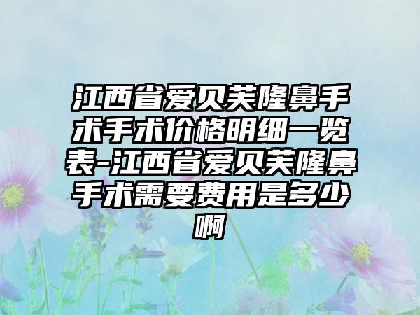江西省爱贝芙隆鼻手术手术价格明细一览表-江西省爱贝芙隆鼻手术需要费用是多少啊