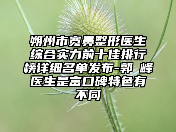 朔州市宽鼻整形医生综合实力前十佳排行榜详细名单发布-郭崚峰医生是富口碑特色有不同