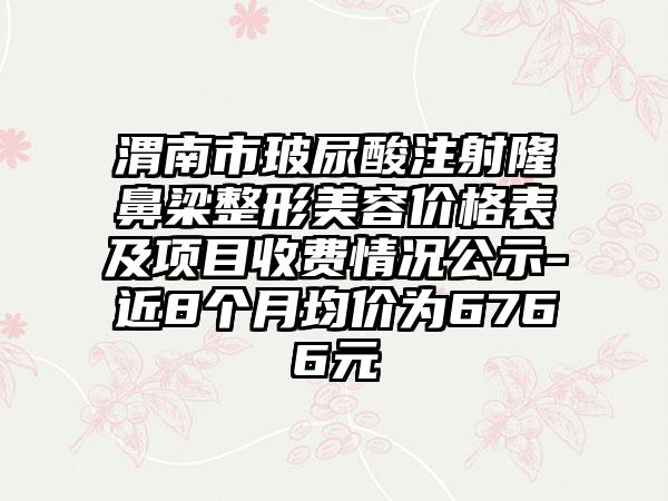 渭南市玻尿酸注射隆鼻梁整形美容价格表及项目收费情况公示-近8个月均价为6766元