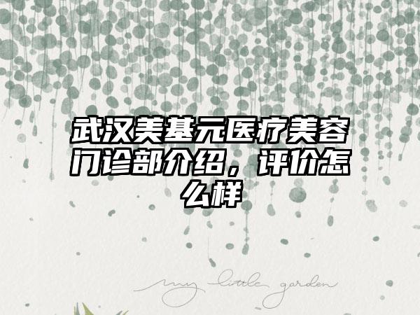 武汉美基元医疗美容门诊部介绍，评价怎么样