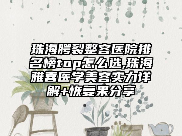 珠海腭裂整容医院排名榜top怎么选,珠海雅喜医学美容实力详解+修复果分享