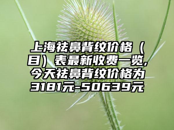 上海祛鼻背纹价格（目）表非常新收费一览,今天祛鼻背纹价格为3181元-50639元