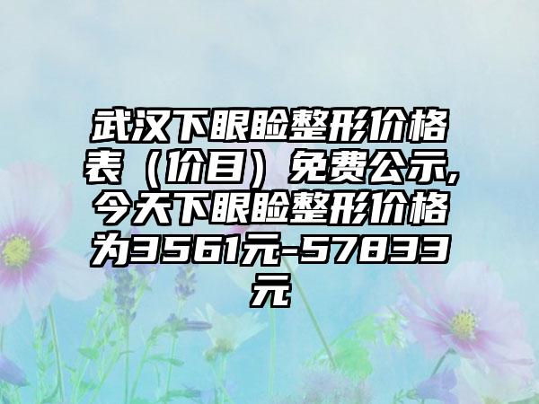 武汉下眼睑整形价格表（价目）免费公示,今天下眼睑整形价格为3561元-57833元