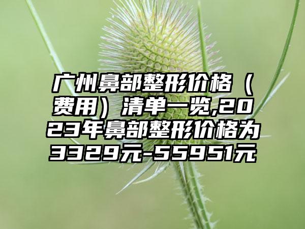 广州鼻部整形价格（费用）清单一览,2023年鼻部整形价格为3329元-55951元