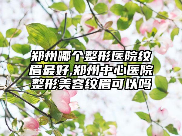 郑州哪个整形医院纹眉较好,郑州中心医院整形美容纹眉可以吗