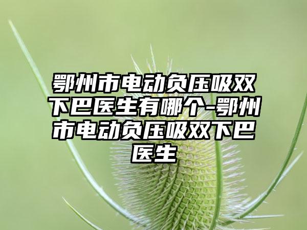 鄂州市电动负压吸双下巴医生有哪个-鄂州市电动负压吸双下巴医生