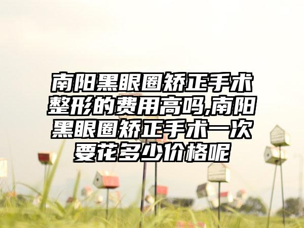 南阳黑眼圈矫正手术整形的费用高吗,南阳黑眼圈矫正手术一次要花多少价格呢