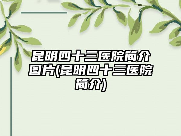 昆明四十三医院简介图片(昆明四十三医院简介)