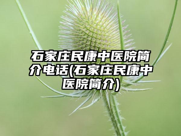 石家庄民康中医院简介电话(石家庄民康中医院简介)