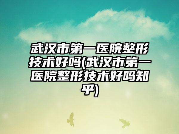 武汉市第一医院整形技术好吗(武汉市第一医院整形技术好吗知乎)