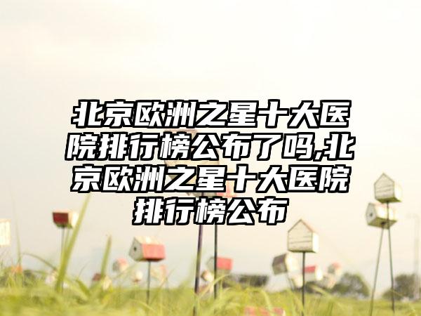 北京欧洲之星十大医院排行榜公布了吗,北京欧洲之星十大医院排行榜公布