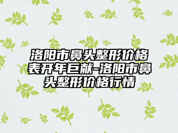 洛阳市鼻头整形价格表开年巨献-洛阳市鼻头整形价格行情