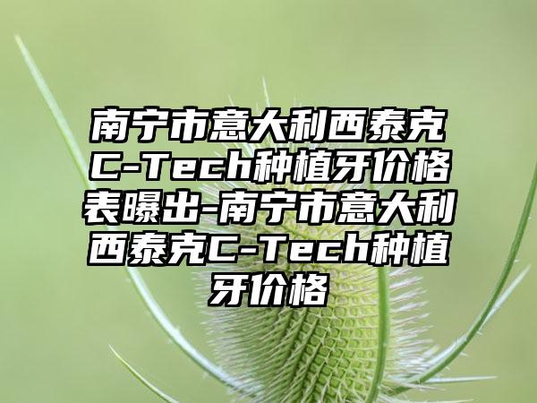 南宁市意大利西泰克C-Tech种植牙价格表曝出-南宁市意大利西泰克C-Tech种植牙价格