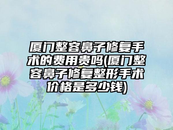 厦门整容鼻子修复手术的费用贵吗(厦门整容鼻子修复整形手术价格是多少钱)