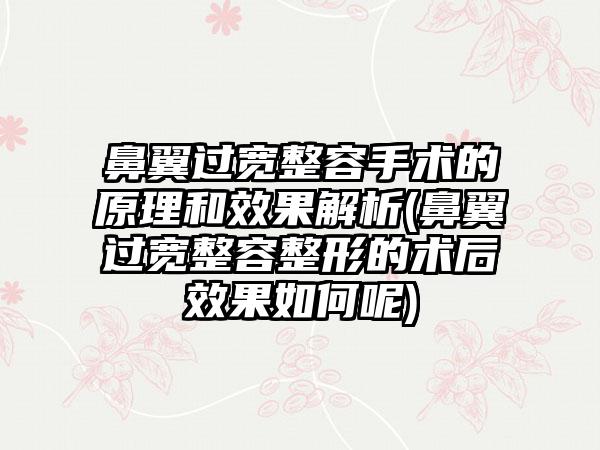 鼻翼过宽整容手术的原理和成果解析(鼻翼过宽整容整形的术后成果如何呢)