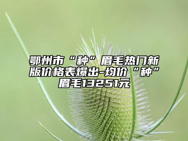 鄂州市“种”眉毛热门新版价格表爆出-均价“种”眉毛13251元