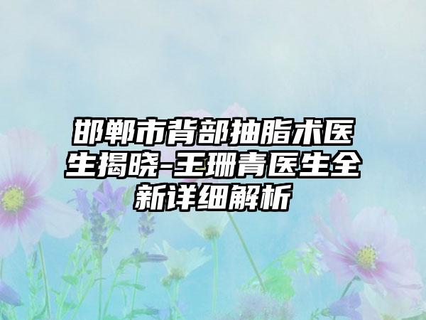 邯郸市背部抽脂术医生揭晓-王珊青医生全新详细解析