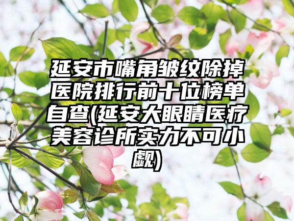 延安市嘴角皱纹除掉医院排行前十位榜单自查(延安大眼睛医疗美容诊所实力不可小觑)